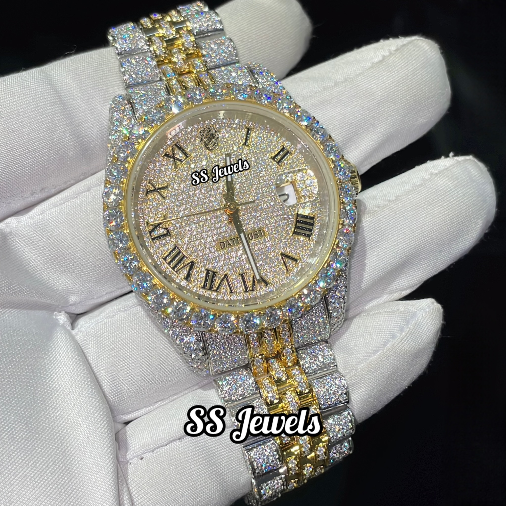 Real VVS Lab Grown Diamond Luxury ETA Analog Mechanical Watch for Men Handmade CVD Diamonds Fully Iced Hip Hop Style