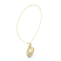 Modern Luxury Triple Circle Diamond Pendant in Sterling Silver with Sparkling Diamonds for Wedding Anniversary & Party